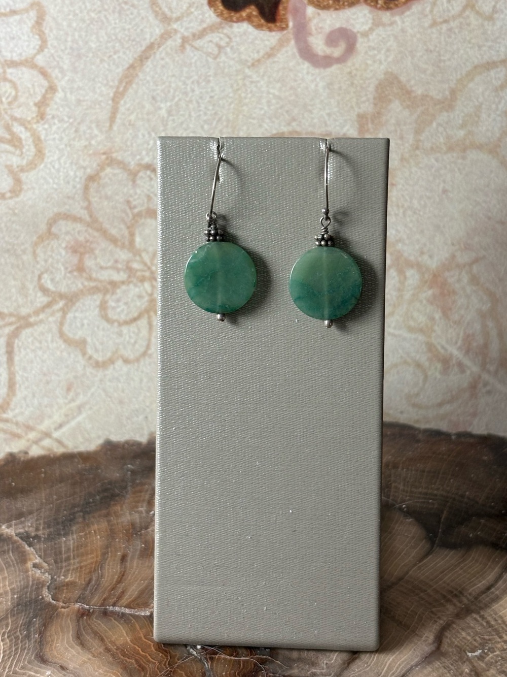 Green Jade Round Drop Earrings